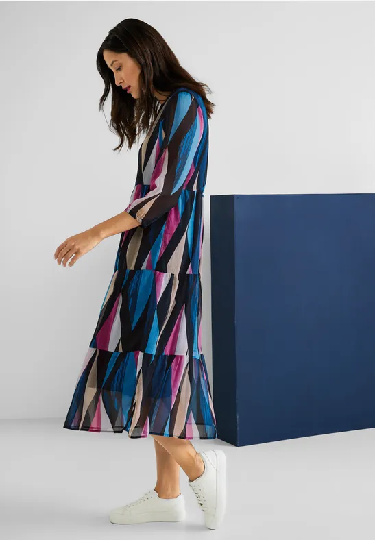 Maxikleid mit Rhombus Print deep blue