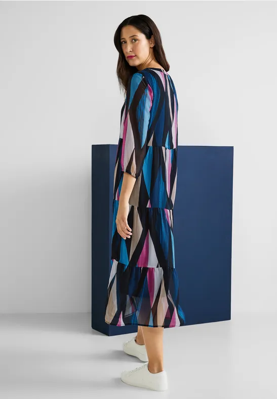 Maxikleid mit Rhombus Print deep blue