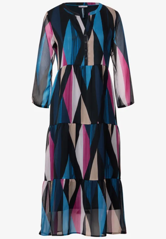 Maxikleid mit Rhombus Print deep blue