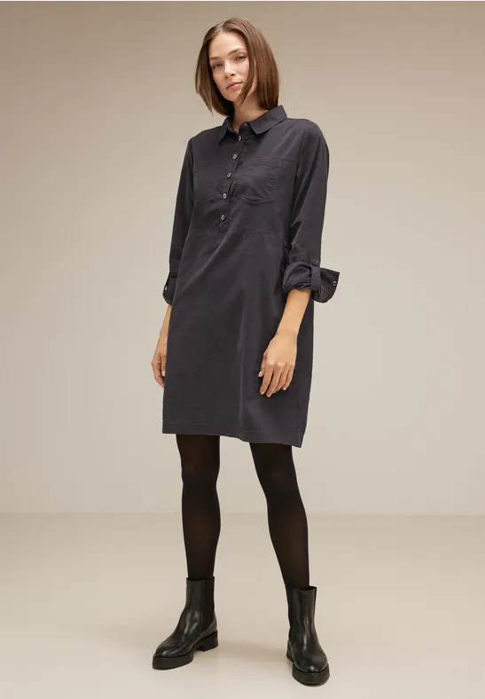 Cordkleid mit Taschen dark pure grey