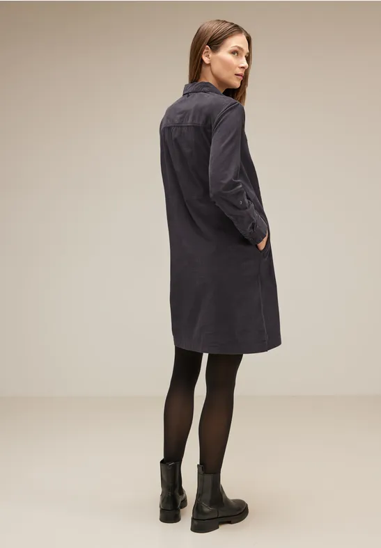 Cordkleid mit Taschen dark pure grey