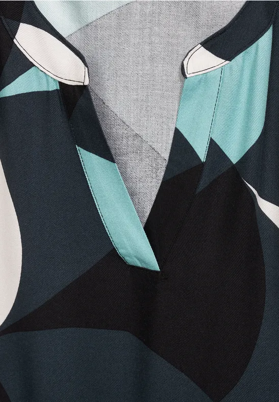 Viskose Kleid mit Print cool vintage green