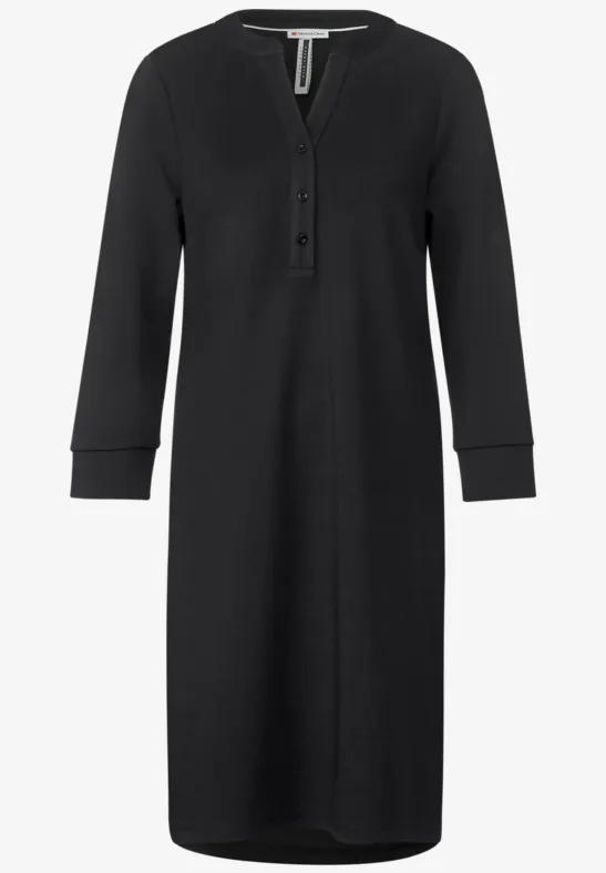 Langarmkleid in Unifarbe Black