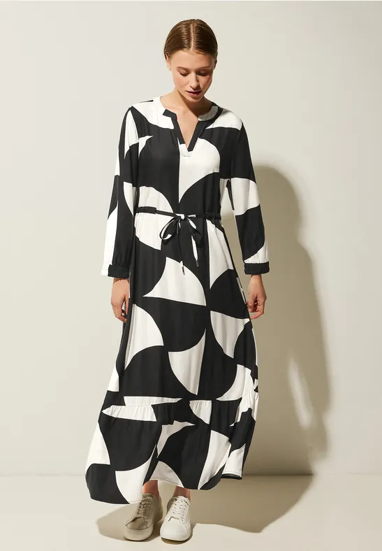 Maxikleid mit Alloverprint Black