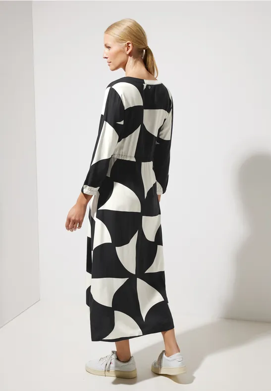 Maxikleid mit Alloverprint Black