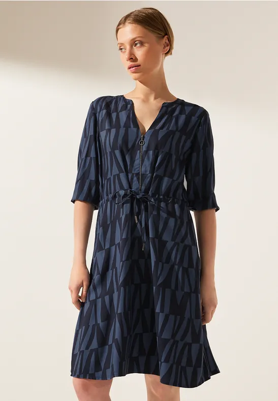 Print Tunikakleid deep blue