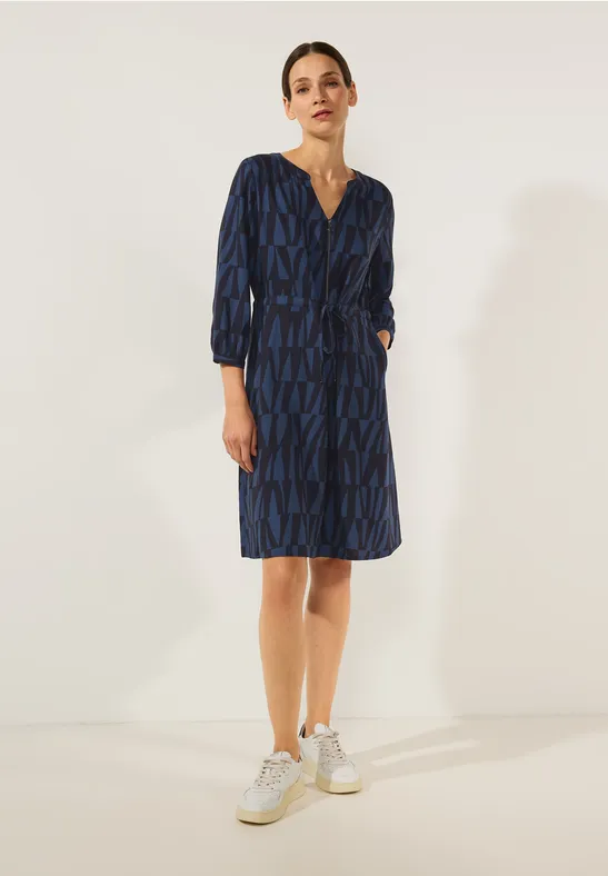 Print Tunikakleid deep blue