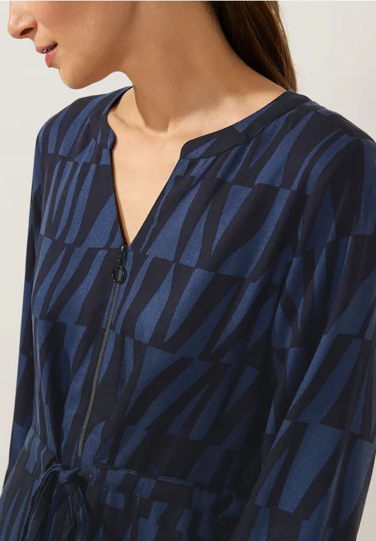 Print Tunikakleid deep blue