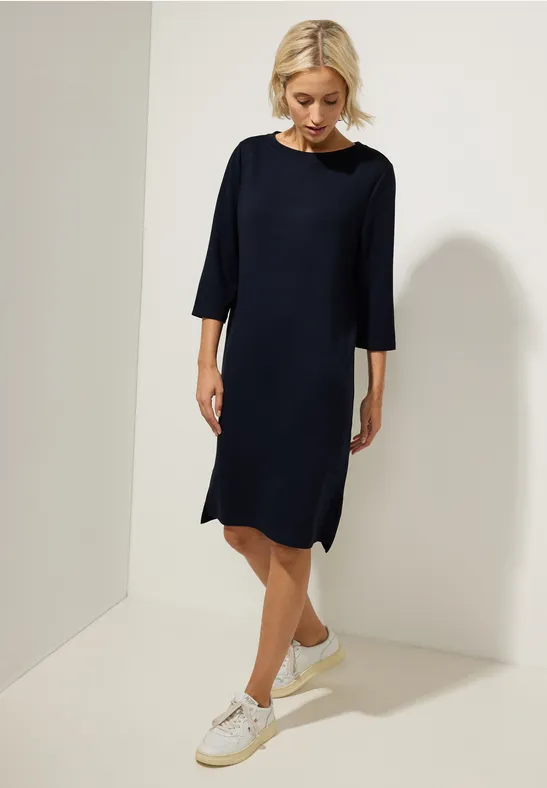 Sweatkleid in Unifarbe deep blue