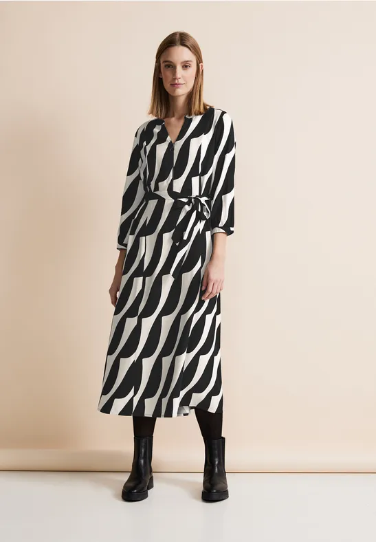 Midi-jurk met print Black