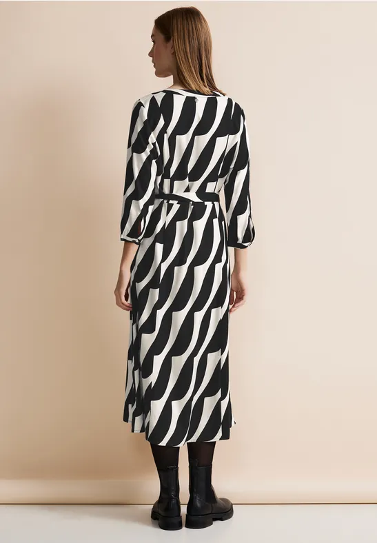 Midi-jurk met print Black