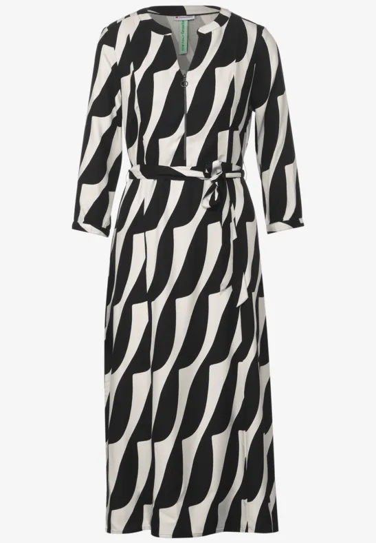 Midi-jurk met print Black