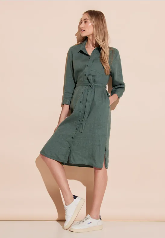 Linnen jurk deep leafy green