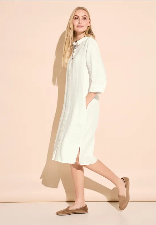 Hemdblusen Leinen Kleid off white