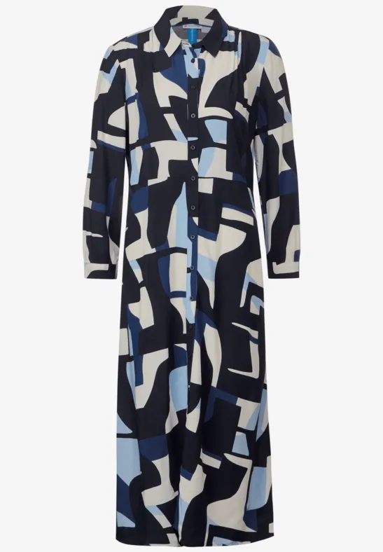 Shirtblousejurk met print deep blue