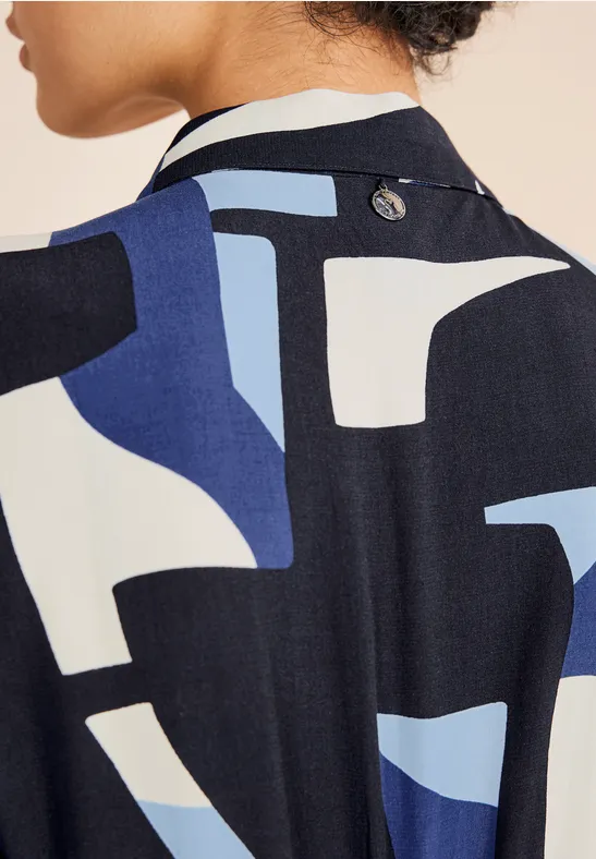 Shirtblousejurk met print deep blue