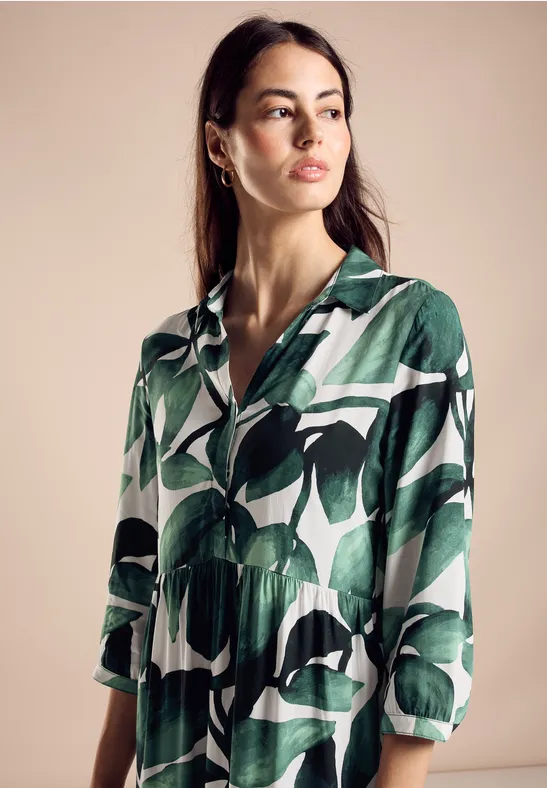 Midi-jurk met print cool vintage green