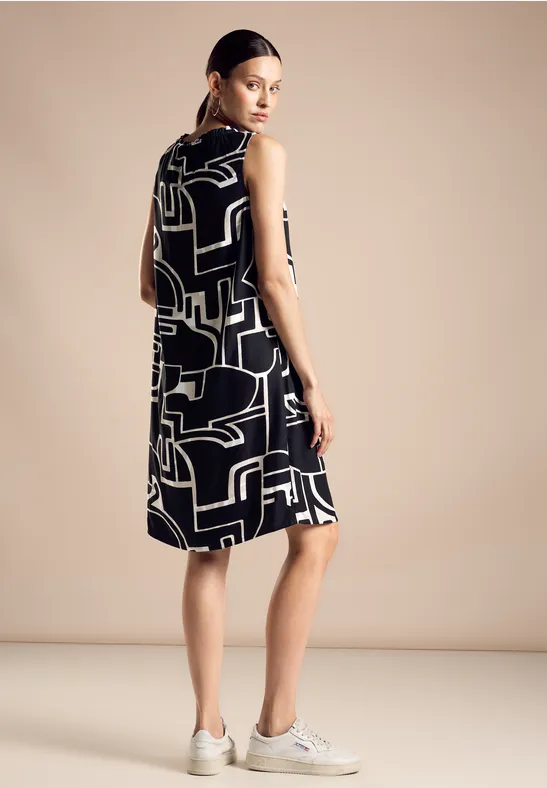 Mouwloze jurk met print Black
