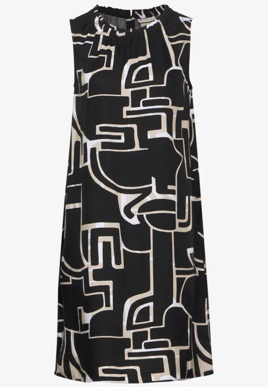 Mouwloze jurk met print Black