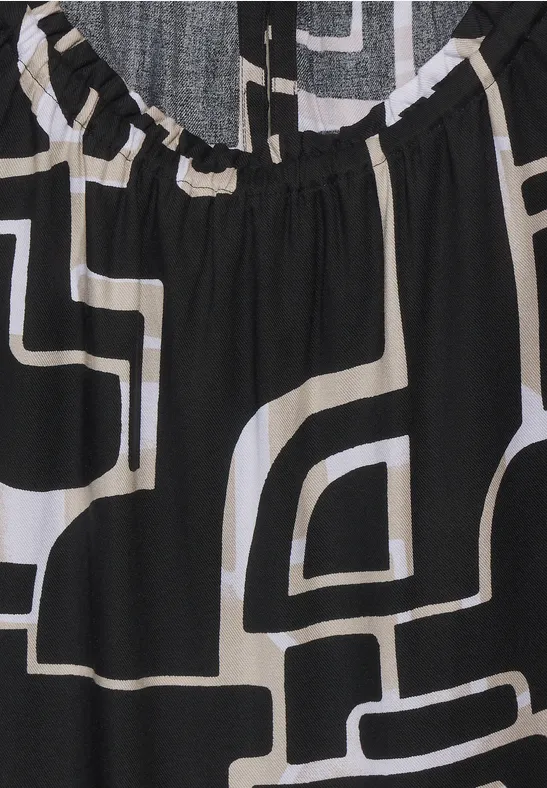 Mouwloze jurk met print Black