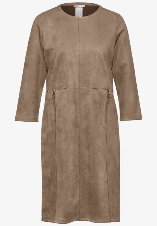 Kleid in Velours-Optik rich mocha