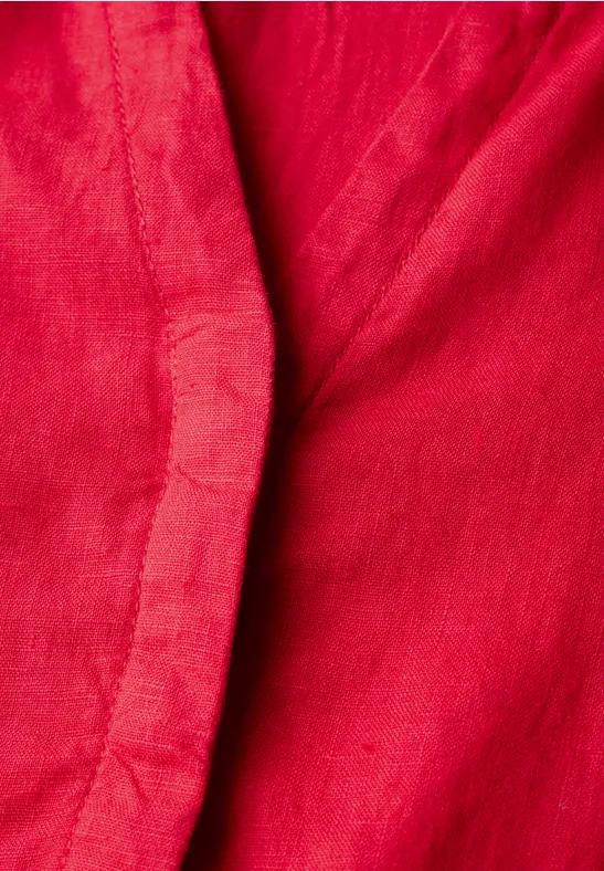 Leinen-Kleid mit Volants glory red