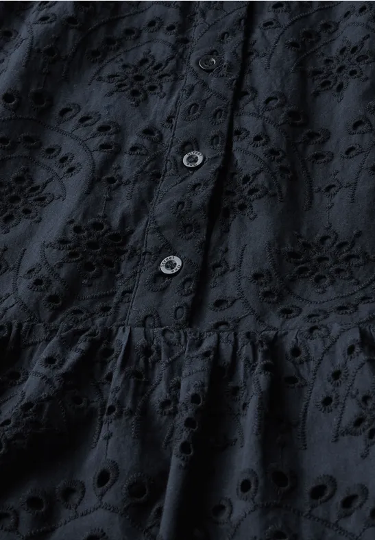 Kleid mit Lockstickerei deep blue