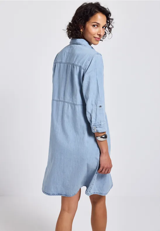 Jeanskleid mit Knopfleiste Light blue washed