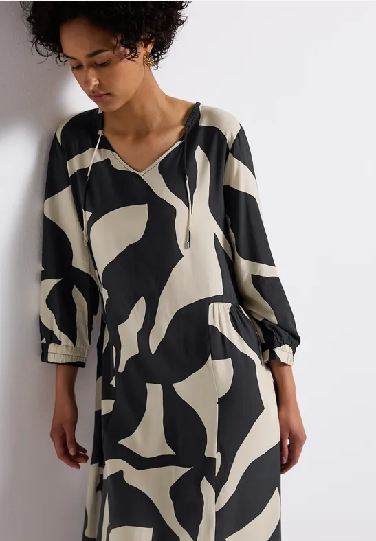 Robe midi à motifs whale tail grey
