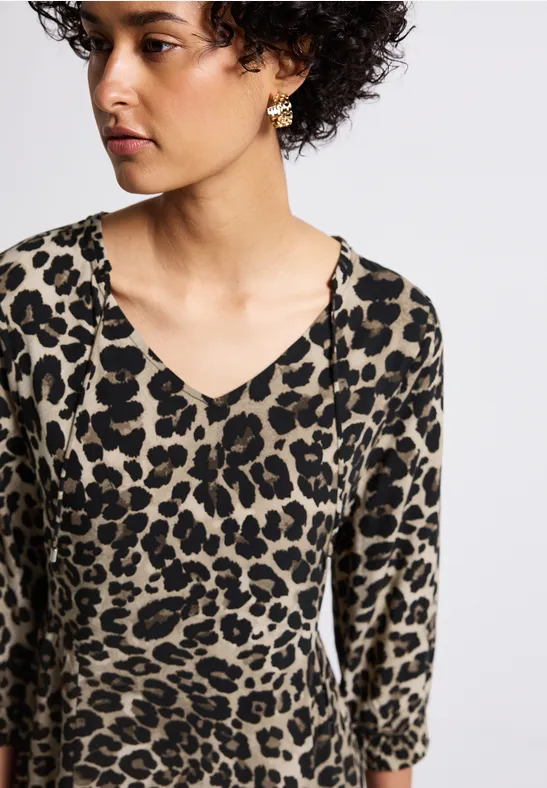 Gedessineerde midi-jurk Black