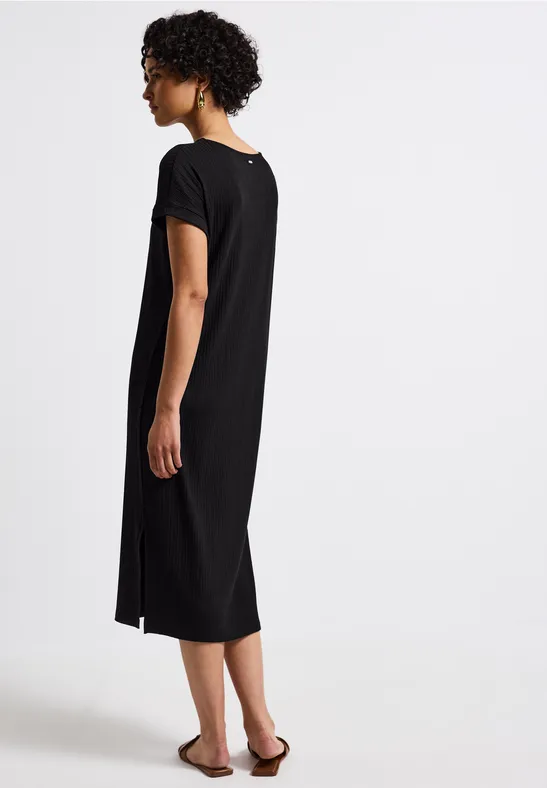 Kleid mit Rippstruktur Black