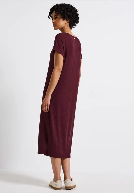 Jurk met geribbelde structuur dark cherry red
