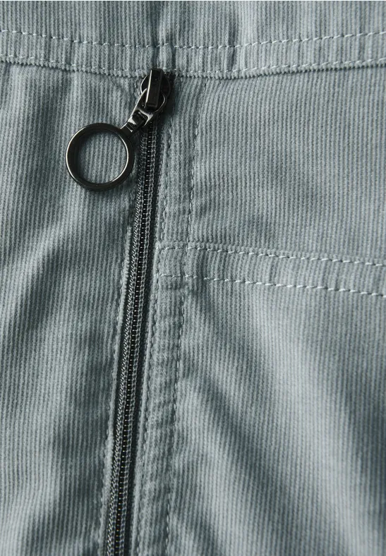 Corduroy jurk met gespleten hals washed blue