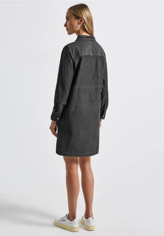 Corduroy jurk concrete grey
