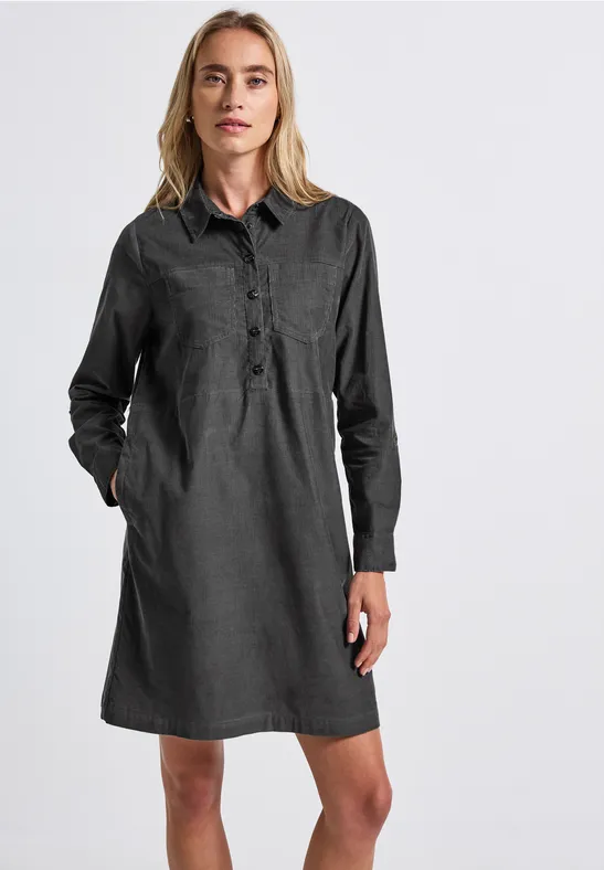 Corduroy jurk concrete grey