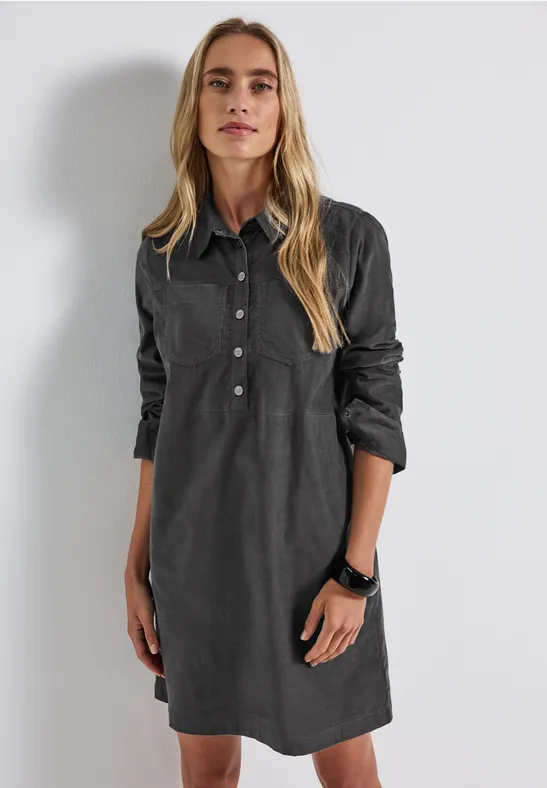 Corduroy jurk concrete grey