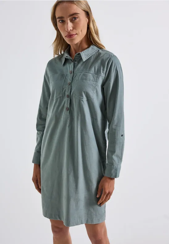 Corduroy jurk washed blue