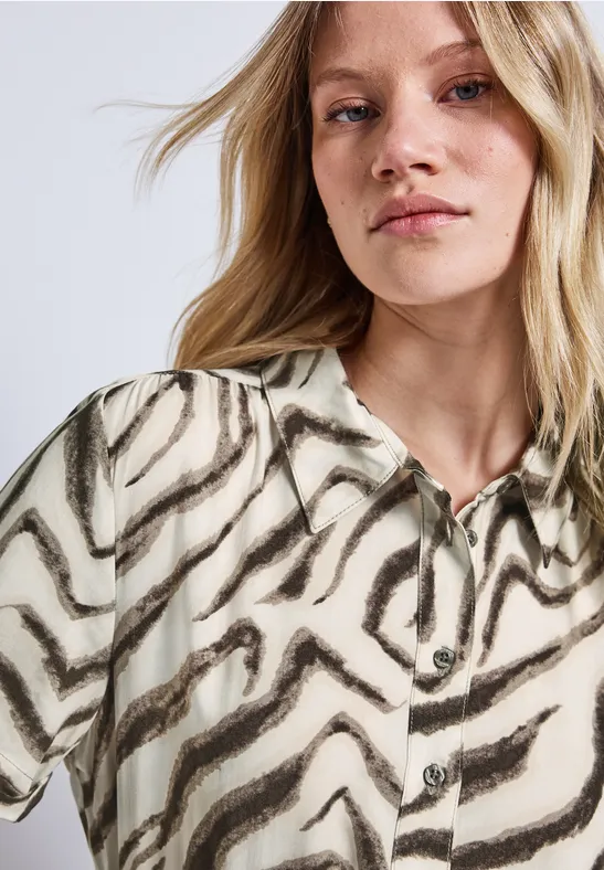 Robe chemisier à motifs tumbled beige
