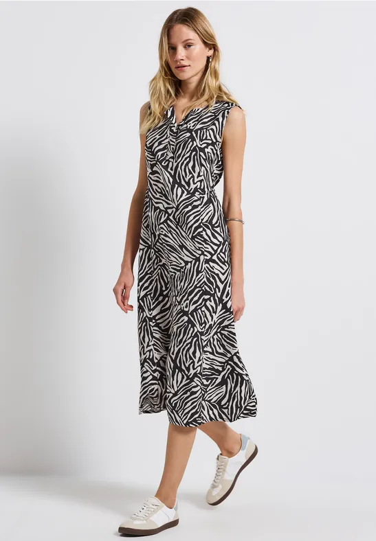 Gedessineerde midi-jurk deep blue