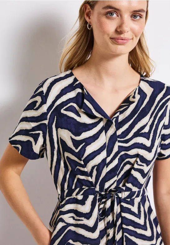 Robe midi à motifs deep blue