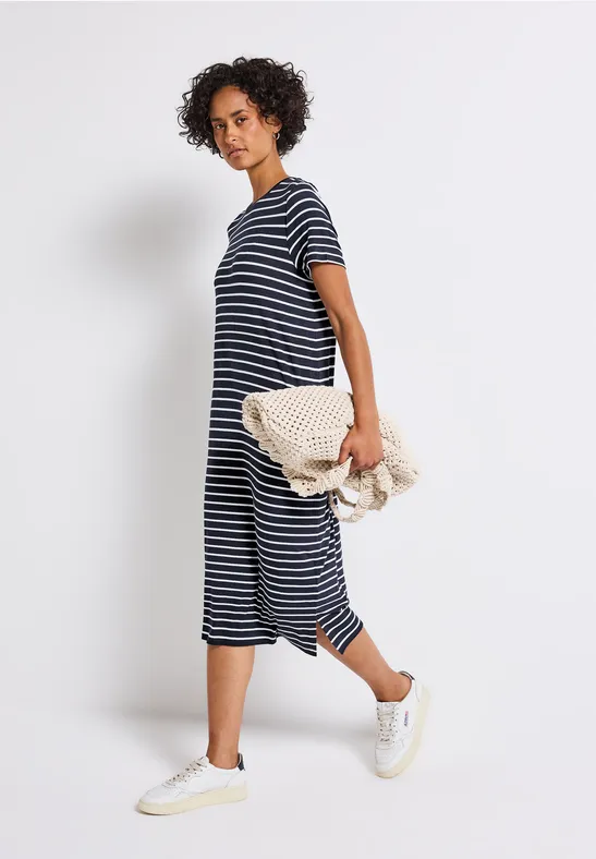 Gestreepte jurk deep blue