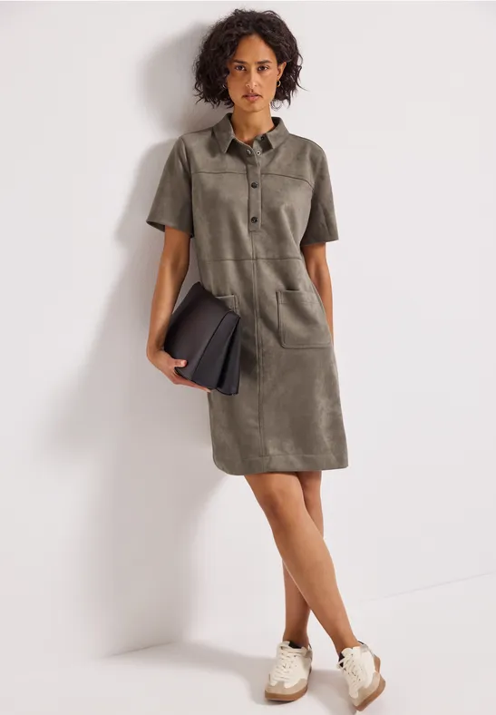Velours blousejurk bark brown