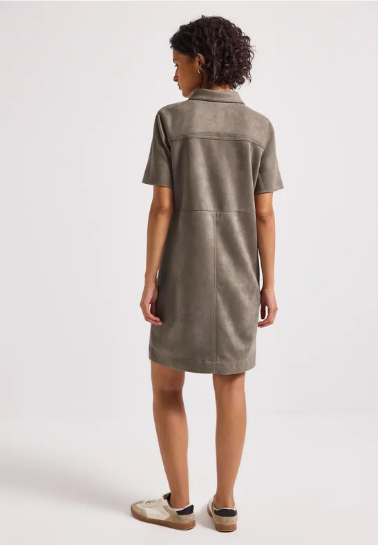 Velours blousejurk bark brown
