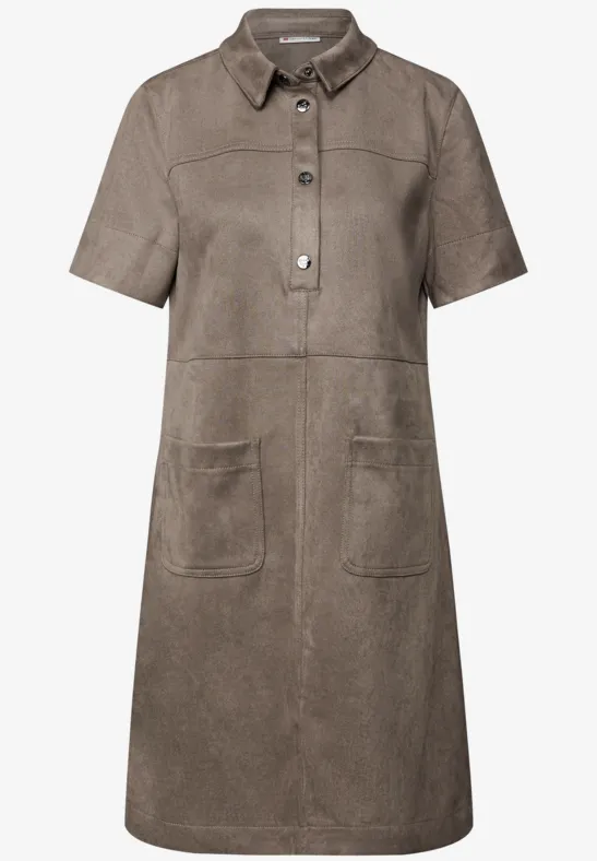 Velours blousejurk bark brown