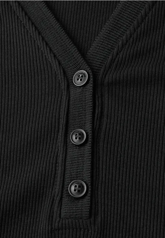 Polo-jurk met geribde structuur Black