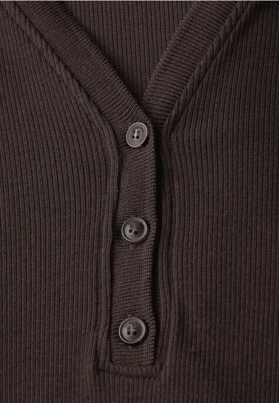 Polo-jurk met geribde structuur deep roast brown