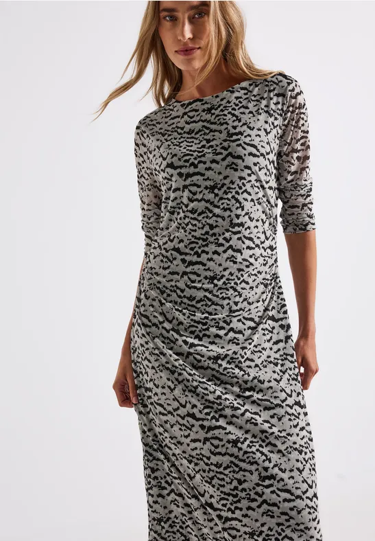Robe en maille à motifs morning beige