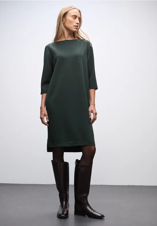 Sweat jurk met splitten evernight green