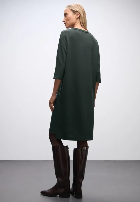 Sweat jurk met splitten evernight green