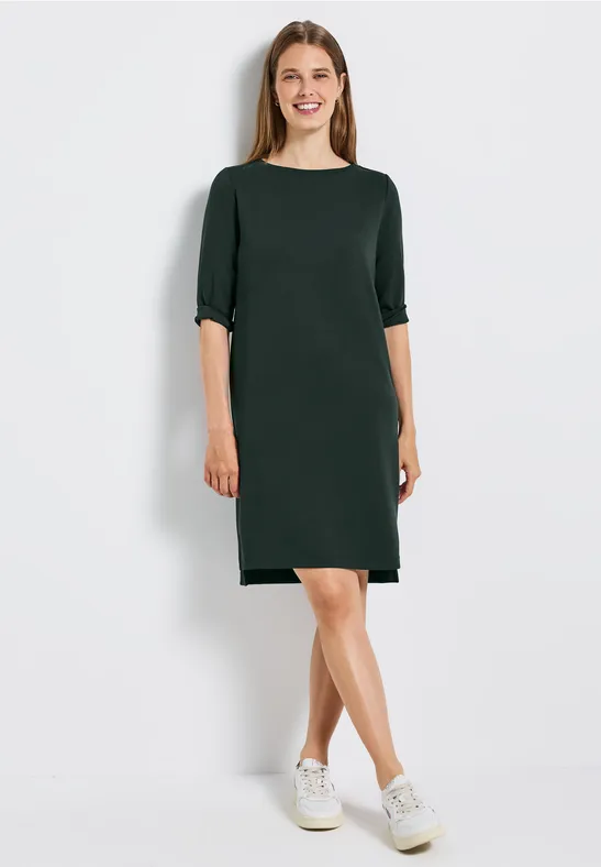 Sweat jurk met splitten evernight green